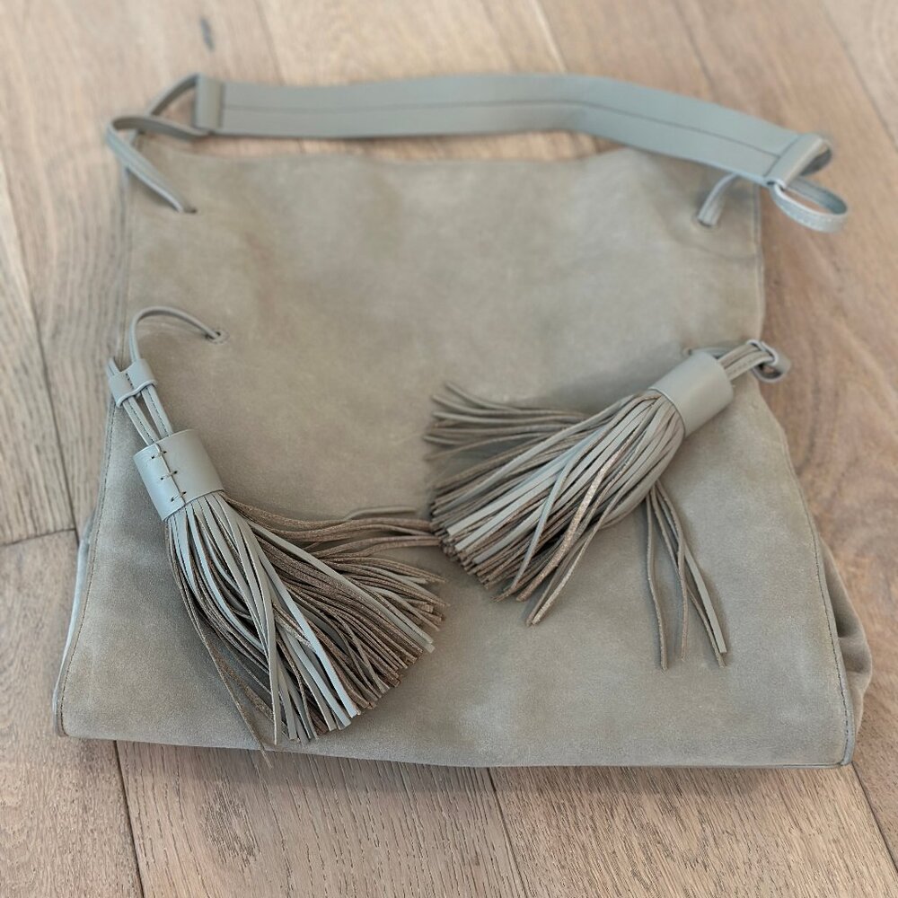 All Saints Freedom Slouchy Hobo Bag - Gray Suede